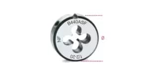 Image of Beta Tools 440ASF Chrome-Steel Fine Pitch Round UNF Thread Die 1" x 12