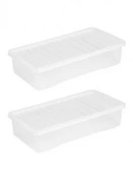 Image of Wham Set Of 2 Clear Plastic Crystal Underbed Storage Boxes ; 42 Litres Each