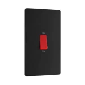 Image of BG Evolve Matt Black 45A Rectangular Switch Double Pole With LED Power Indicator - PCDMB72B