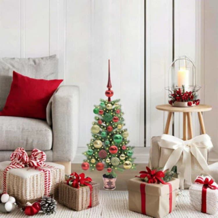 Image of vidaXL Christmas Tree with 150 LEDs with Stand Green 65cm PE, Green 3396299