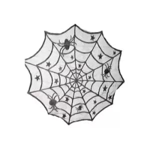 Image of I Saw It First Black Spider Web Round Table Cloth - Black