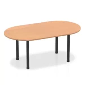 Image of Impulse 1800mm Boardroom Table Oak Top Black Post Leg