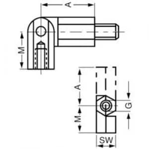 Image of Pivot bolt External and internal thread M3 Brass Distance 20 mm