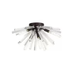Image of Luminosa 6 Light E14, Semi Flush Brown Oxide , Clear Glass