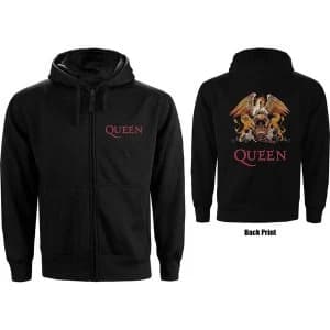 Image of Queen - Classic Crest Mens X-Large Zipped Hoodie - Black
