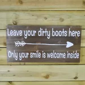 Image of 60cm x 30cm Dark Rustic Fir Wood Welcome Arrow Hanging Wall Sign