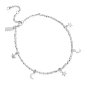 Image of ChloBo Silver Mini Cute Moon & Stars Anklet