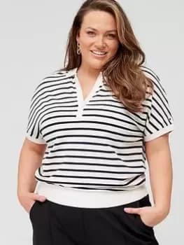 Image of Tommy Hilfiger Curve Relax Lyocell Polo - Blue Size 48, Women