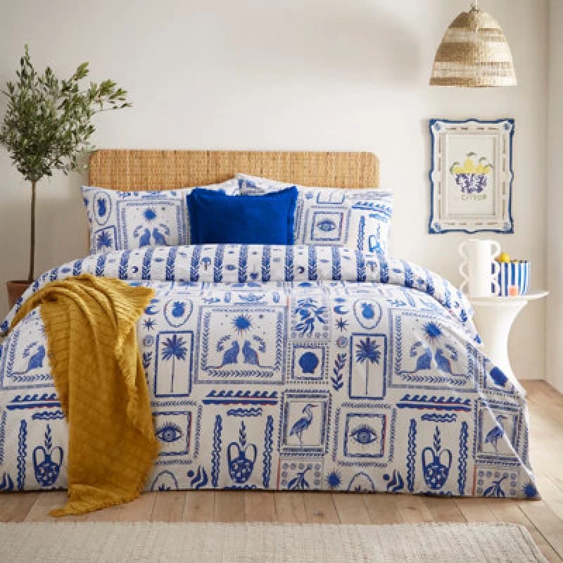 Image of furn. Furn Frieze Abstract Super King Duvet Cover Set Blue 5.02553E+12