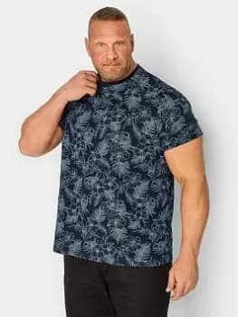 Image of BadRhino Tropical All Over Print T-Shirt - Blue, Size 2XL, Men
