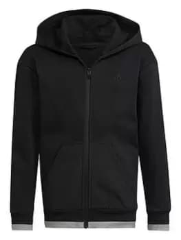 Image of adidas Unisex Junior ALL SZN Fleece Full Zip Hoodie - Black/Grey, Size 13-14 Years
