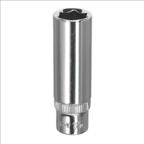 Image of Genuine SEALEY SP1411D WallDrive® Socket 11mm Deep 1/4Sq Drive Fully Polished