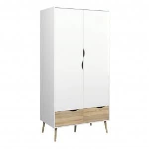 Image of Viken 2 Door 2 Drawer Wardrobe - White and Oak