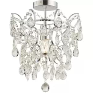 Image of Decorative Flush Bathroom Ceiling Light Fitting - Clear Glass Crystal Details