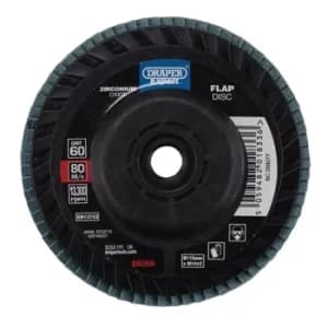 Image of Draper Expert Zirconium Oxide Flap Disc, 115mm, M14, 60 Grit