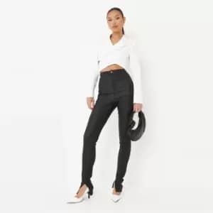 Image of Missguided Petite Coated Split Hem Jeans - Black