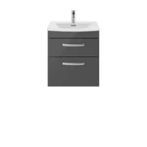 Image of Nuie Athena 500 Wall Hung 2-drawer Vanity & Curved Basin - Gloss Grey