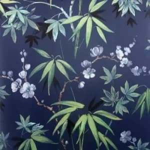 Image of Arthouse Jasmine Garden Wallpaper - Navy