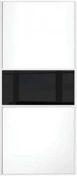 Image of Wickes Sliding Wardrobe Door Fineline White Panel and Black Glass - 2220 x 610mm