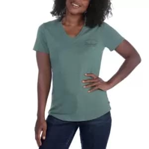 Image of Carhartt Womens Lockhart V Neck Relaxed Fit Graphic T Shirt XS - Bust 33' (84cm)