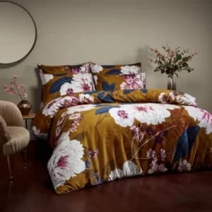 Image of Paoletti Kyoto 100% Cotton Duvet Cover and Pillowcase Set Yellow, Blue and White