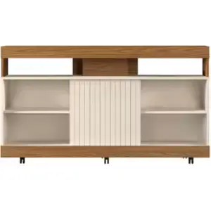 Image of 120 TV flat screen TV unit, oak effect & gloss white