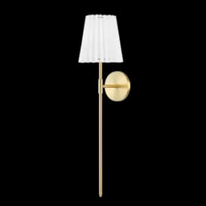 Image of Demi 1 Light Wall Sconce Aged Brass with White Shade