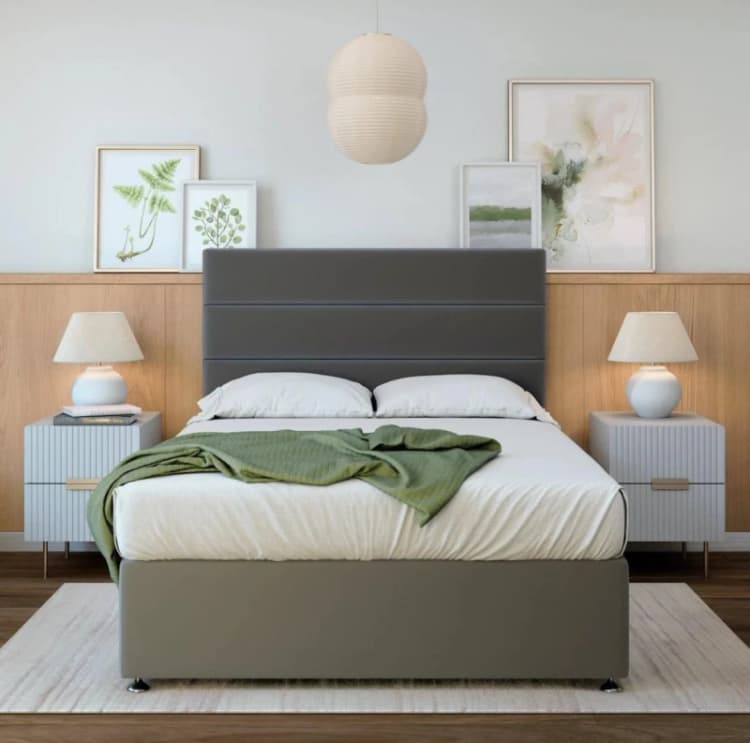 Image of Bedmaster Bedmaster Neptune Spring Plush Velvet 2 Drawer Divan Set in Grey Size: King Grey King Unisex 9509914916496