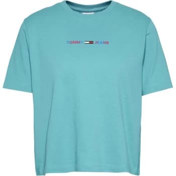 Image of Tommy Jeans Crop Multi Linear T Shirt - GRCIAN TILE L7E