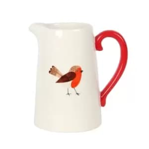 Image of Winter Robin Ceramic Flower Jug