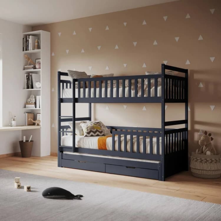 Image of Flair Elvis Bunk Bed with Trundle And Drawers Grey