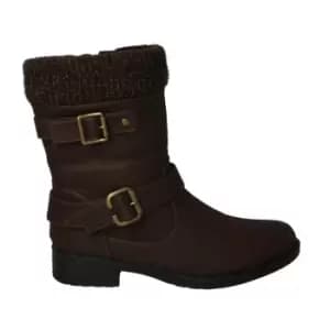 Image of Fabric PU Double Buckle Boot - Brown