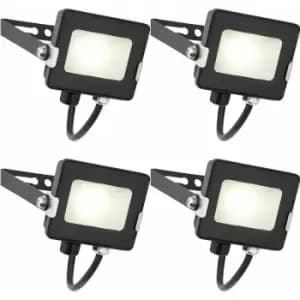 Image of 4 pack Outdoor Waterproof LED Floodlight - 10W Cool White LED - Matt Black