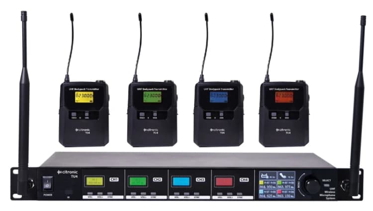 Image of Chord TU4 Quad PLL Mic Set 4 x Bodypack Transmitters 171.044UK