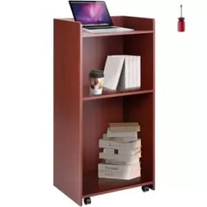 Image of VEVOR Wood Podium, 2 x 4 FT, Lecterns and Podiums w/ 4 Rolling Wheels, Baffle Plate & Shelf, Easy Assembly Walnut Wood Lecterns for Church, Office, Sc