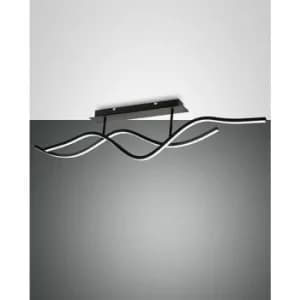 Image of Fabas Luce Sinuo Integrated LED Semi Flush Light Black Glass