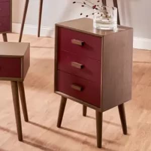 Image of Pacific Klee 3 Drawer Bedside Table, Pine Red