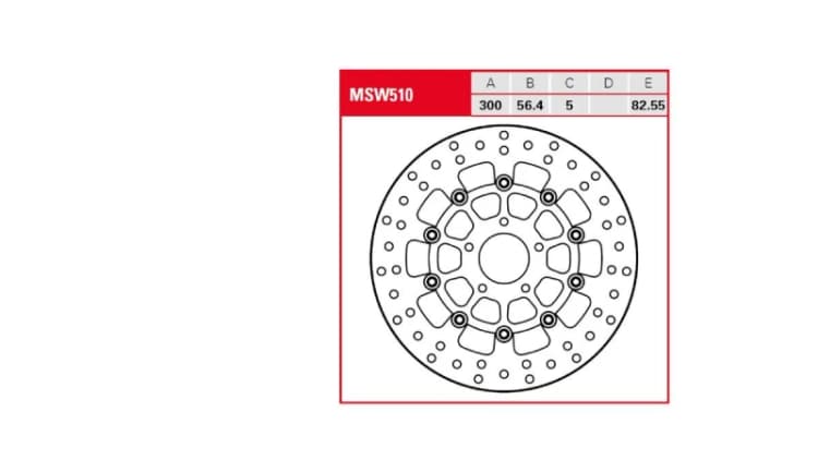 Image of MSW510 - TRW Round Floating Brake Disc For Harley Davidson FLD 1690 2012-2013 Front Black/Silver/Stainless Steel MSW510