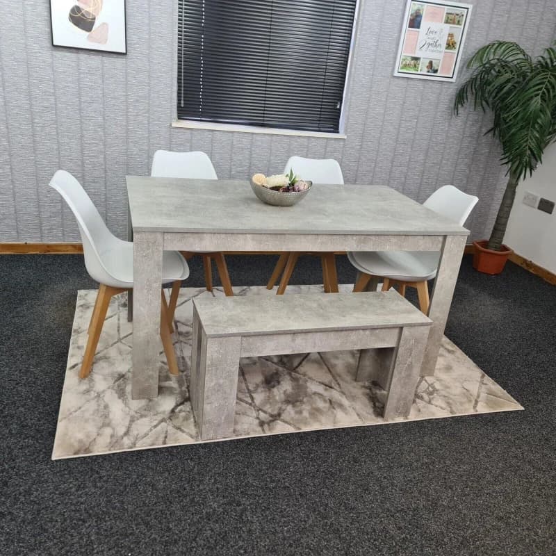 Image of KOSY KOALA Dining Table with 4 chairs and a bench kitchen dining set Grey