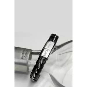 Image of Personalised Metal Detailed Leather Bracelet