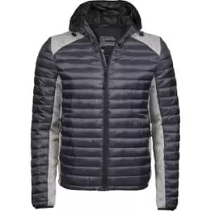 Image of Tee Jays Mens Crossover Hooded Padded Outdoor Jacket (L) (Space Grey/Grey Melange)