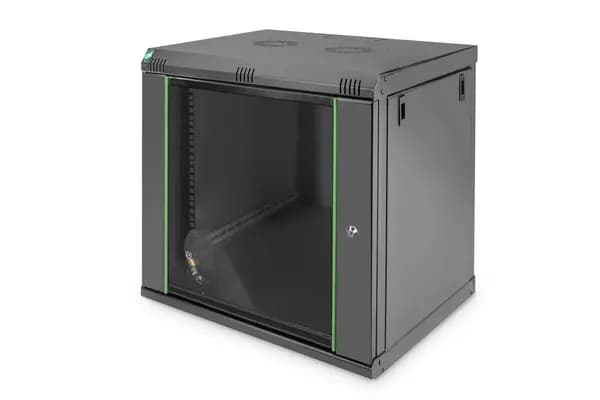 Image of Digitus DN-19 12-U-EC-SW 19 wall cabinet (W x H x D) 600 x 638 x 450 mm 12 U Black (RAL 9005) DN-19 12-U-EC-SW