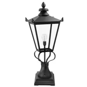 Image of Wilmslow 1 Light Outdoor Pedestal Lantern Black, E27