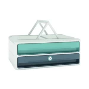Image of CEP MoovUp 2 Drawer Module Polystyrene with Key Lock and Handles Mint/Storm Grey 1091112961