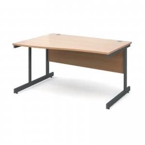 Image of Contract 25 Left Hand Wave Desk 1400mm - Graphite Cantilever Frame be