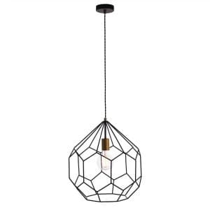Image of 1 Light Pendant Matt Black, Satin Gold Paint, E27
