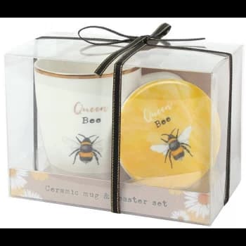 Image of Queen Bee Ceramic Mug and Coaster Set