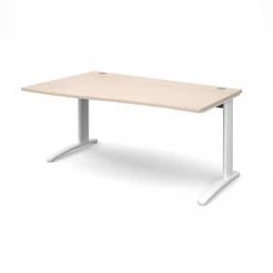 Image of TR10 Left Hand Wave Desk 1600mm - White Frame maple Top