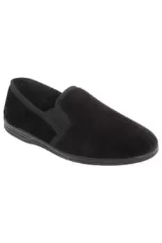Image of Richard Striped Twin Gusset Velour Slippers