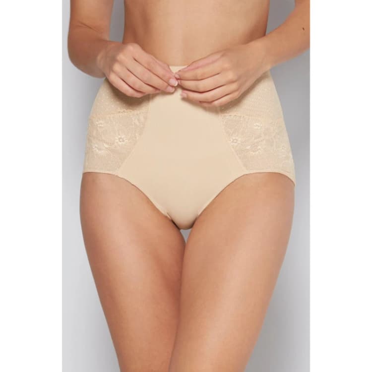 Image of Bodyfit Lace Detail High Waist Briefs - Nude Nude L